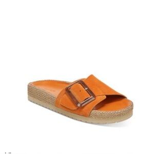 VINCE. Womens Orange Platform Slip On Suede Sandals Shoes 6.5 - New In Box
